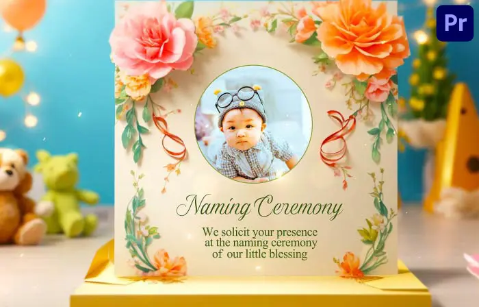 Floral Naming Ceremony Invitation 3D Slideshow